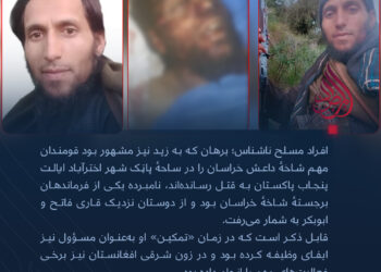 پاکستان: افراد مسلح ناشناس قومندان مهم شاخهٔ داعش خراسان (برهان زید) را در ایالت پنجاب به قتل رسانده‌اند.